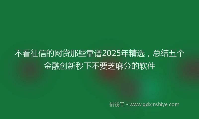 不看征信的网贷那些靠谱2025年精选，总结五个金融创新秒下不要芝麻分的软件