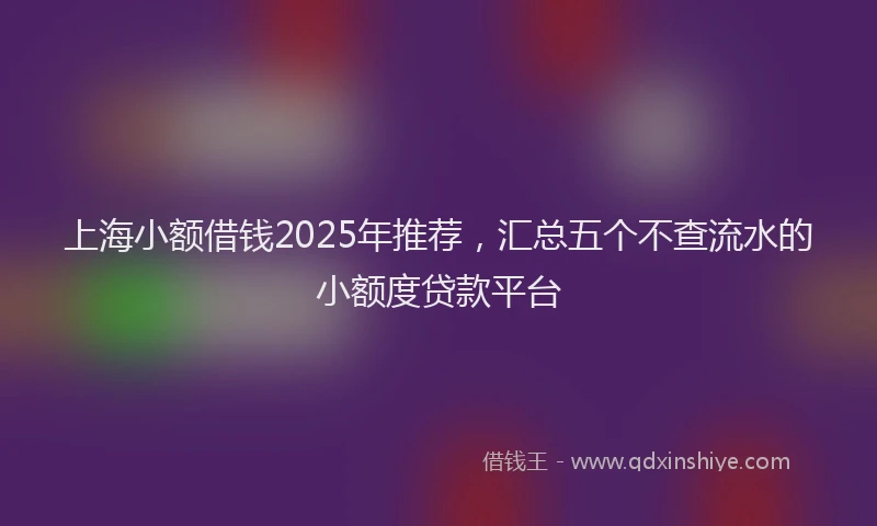 上海小额借钱2025年推荐，汇总五个不查流水的小额度贷款平台