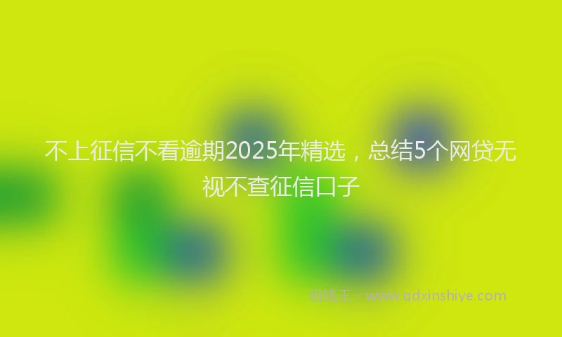 不上征信不看逾期2025年精选，总结5个网贷无视不查征信口子
