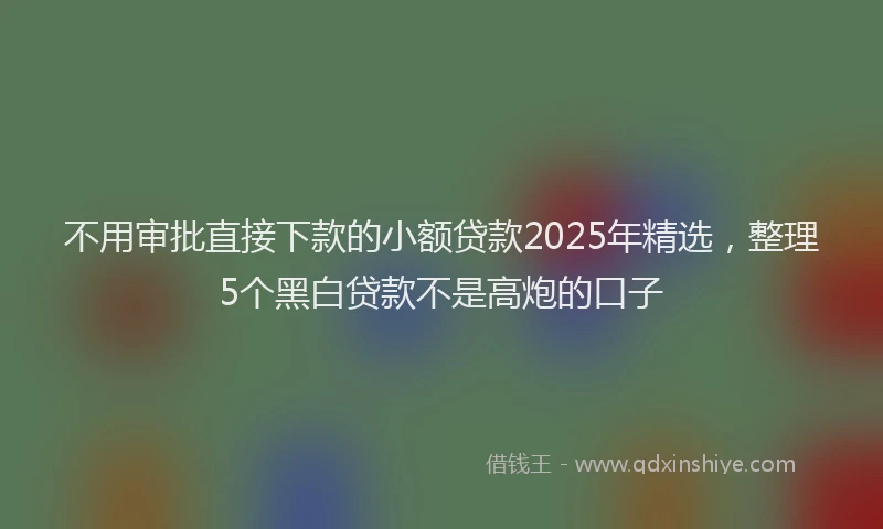 不用审批直接下款的小额贷款2025年精选，整理5个黑白贷款不是高炮的口子