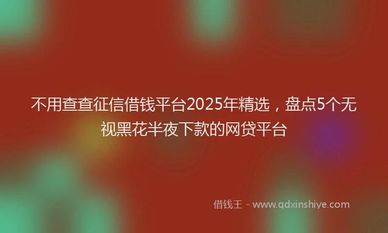 不用查查征信借钱平台2025年精选，盘点5个无视黑花半夜下款的网贷平台