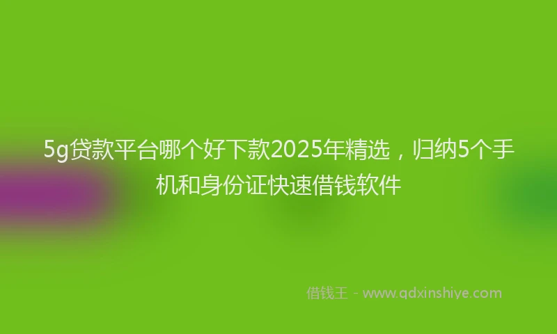 5g贷款平台哪个好下款2025年精选，归纳5个手机和身份证快速借钱软件