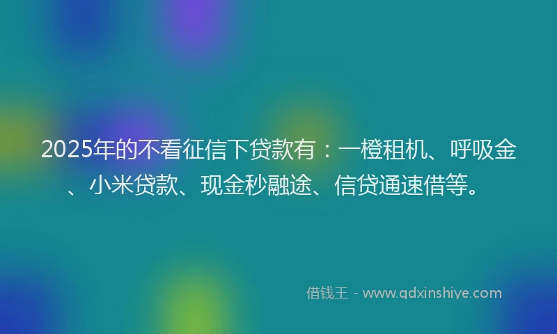 2025年的不看征信下贷款有：一橙租机、呼吸金、小米贷款、现金秒融途、信贷通速借等。
