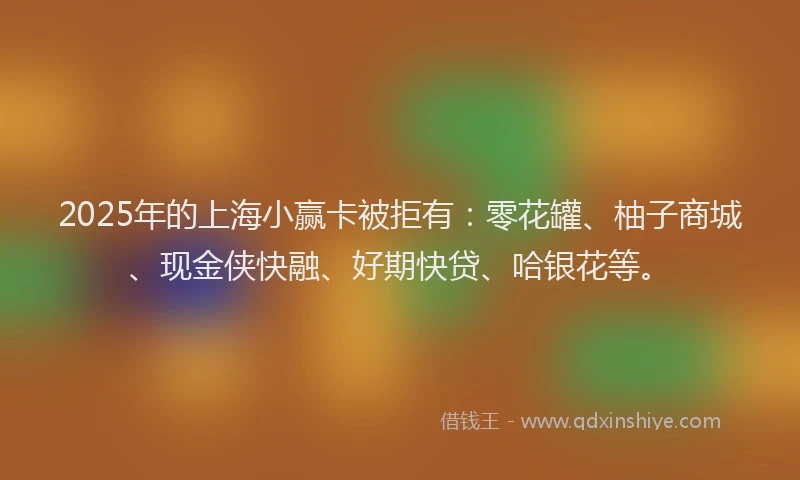 2025年的上海小赢卡被拒有：零花罐、柚子商城、现金侠快融、好期快贷、哈银花等。