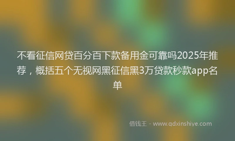 不看征信网贷百分百下款备用金可靠吗2025年推荐，概括五个无视网黑征信黑3万贷款秒款app名单