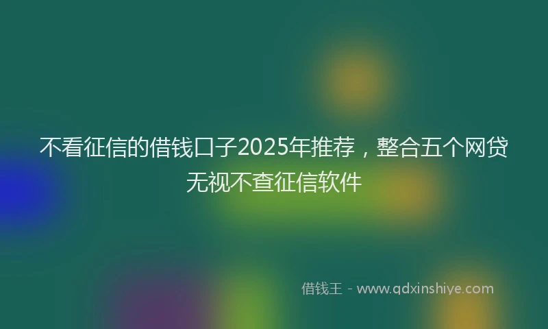 不看征信的借钱口子2025年推荐，整合五个网贷无视不查征信软件