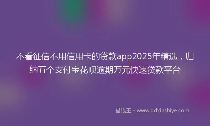 不看征信不用信用卡的贷款app2025年精选，归纳五个支付宝花呗逾期万元快速贷款平台