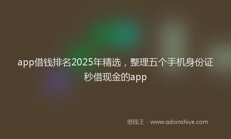 app借钱排名2025年精选，整理五个手机身份证秒借现金的app
