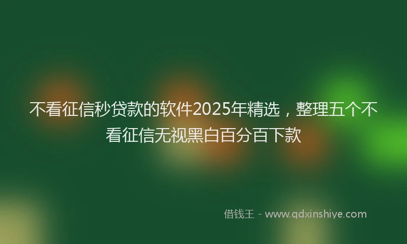不看征信秒贷款的软件2025年精选，整理五个不看征信无视黑白百分百下款