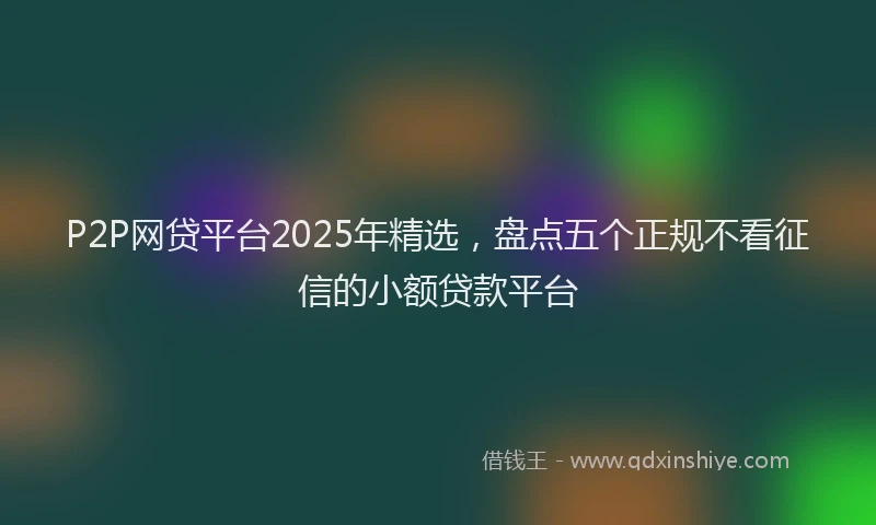 P2P网贷平台2025年精选，盘点五个正规不看征信的小额贷款平台