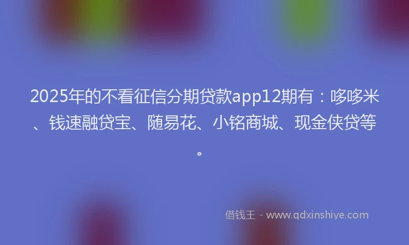 2025年的不看征信分期贷款app12期有：哆哆米、钱速融贷宝、随易花、小铭商城、现金侠贷等。