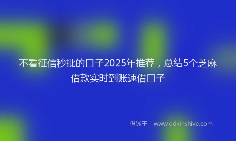 不看征信秒批的口子2025年推荐，总结5个芝麻借款实时到账速借口子