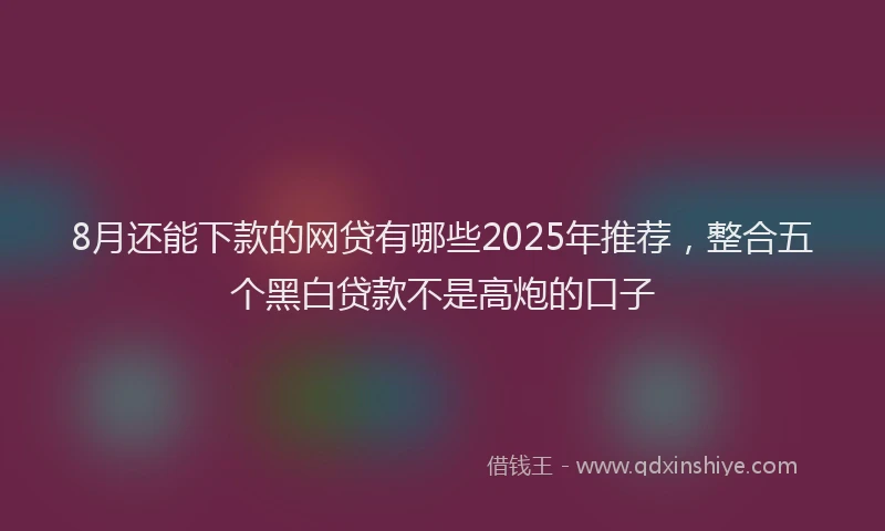 8月还能下款的网贷有哪些2025年推荐，整合五个黑白贷款不是高炮的口子