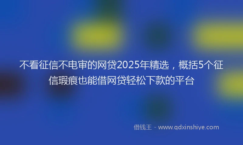 不看征信不电审的网贷2025年精选，概括5个征信瑕疵也能借网贷轻松下款的平台
