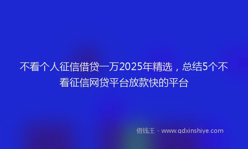 不看个人征信借贷一万2025年精选，总结5个不看征信网贷平台放款快的平台