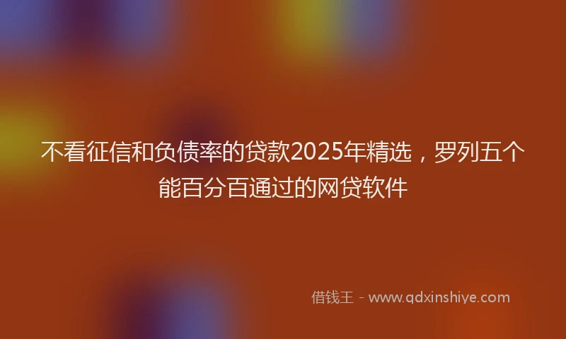 不看征信和负债率的贷款2025年精选，罗列五个能百分百通过的网贷软件