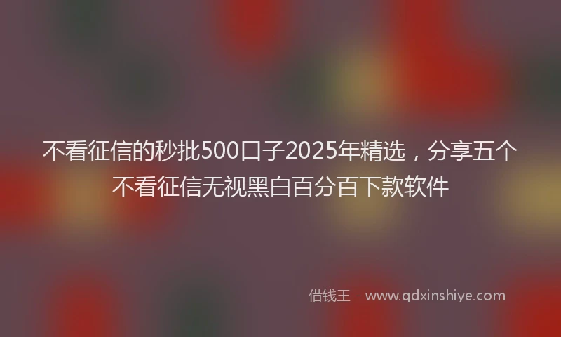 不看征信的秒批500口子2025年精选，分享五个不看征信无视黑白百分百下款软件