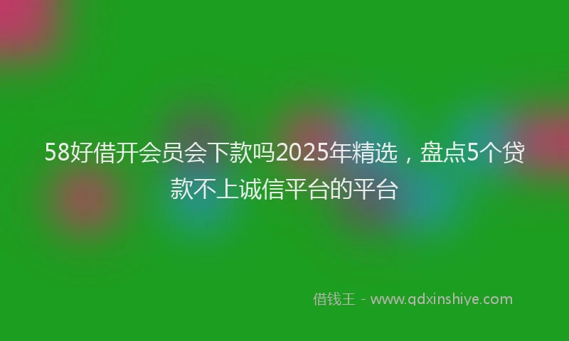 58好借开会员会下款吗2025年精选，盘点5个贷款不上诚信平台的平台