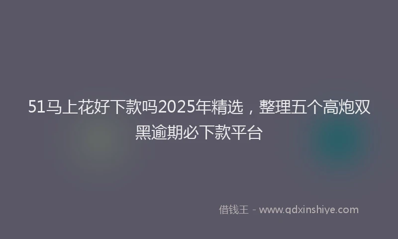 51马上花好下款吗2025年精选，整理五个高炮双黑逾期必下款平台