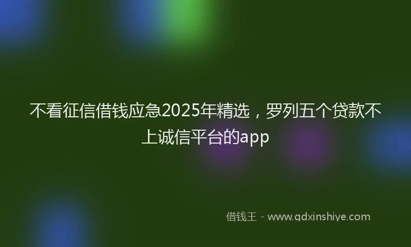 不看征信借钱应急2025年精选，罗列五个贷款不上诚信平台的app