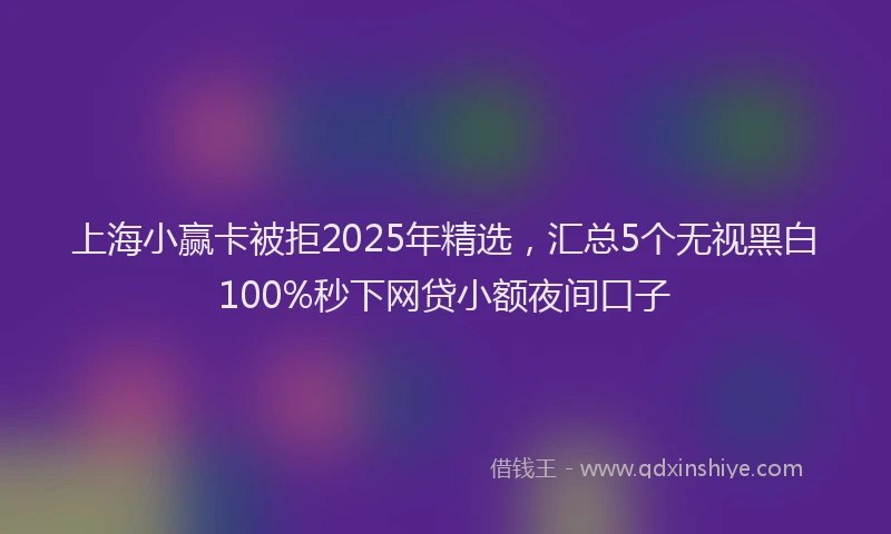 上海小赢卡被拒2025年精选，汇总5个无视黑白100%秒下网贷小额夜间口子