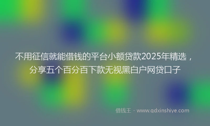 不用征信就能借钱的平台小额贷款2025年精选，分享五个百分百下款无视黑白户网贷口子