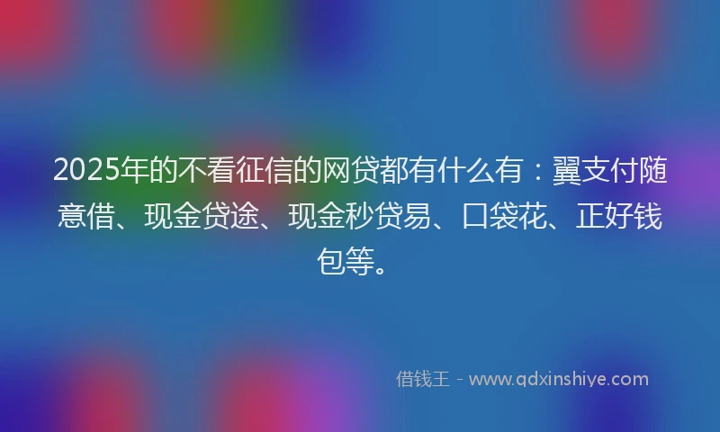 2025年的不看征信的网贷都有什么有：翼支付随意借、现金贷途、现金秒贷易、口袋花、正好钱包等。