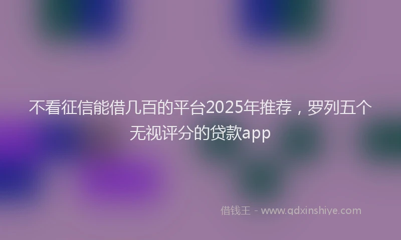 不看征信能借几百的平台2025年推荐，罗列五个无视评分的贷款app