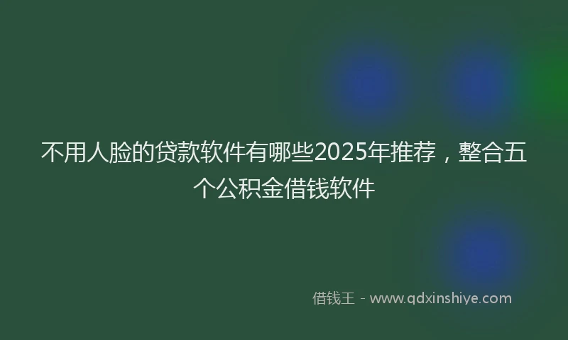 不用人脸的贷款软件有哪些2025年推荐，整合五个公积金借钱软件