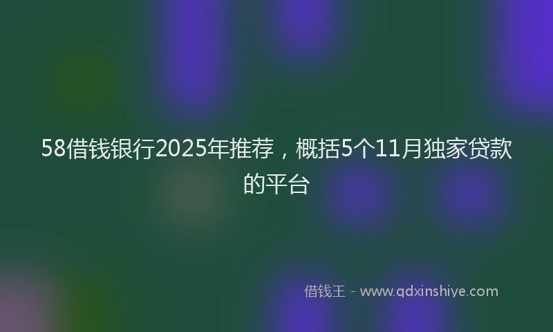 58借钱银行2025年推荐，概括5个11月独家贷款的平台
