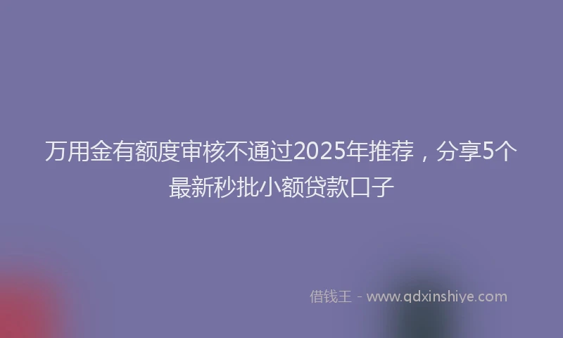 万用金有额度审核不通过2025年推荐，分享5个最新秒批小额贷款口子