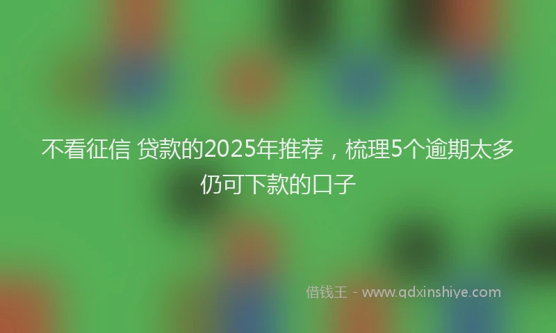 不看征信 贷款的2025年推荐，梳理5个逾期太多仍可下款的口子