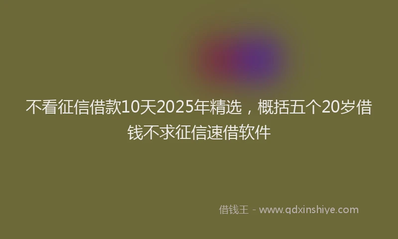 不看征信借款10天2025年精选，概括五个20岁借钱不求征信速借软件