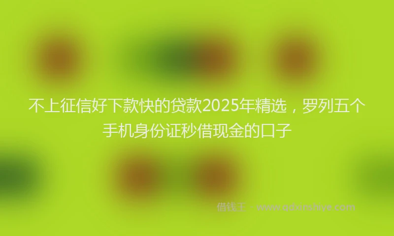 不上征信好下款快的贷款2025年精选，罗列五个手机身份证秒借现金的口子