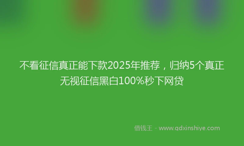 不看征信真正能下款2025年推荐，归纳5个真正无视征信黑白100%秒下网贷
