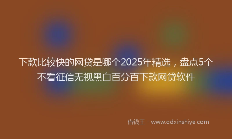 下款比较快的网贷是哪个2025年精选，盘点5个不看征信无视黑白百分百下款网贷软件