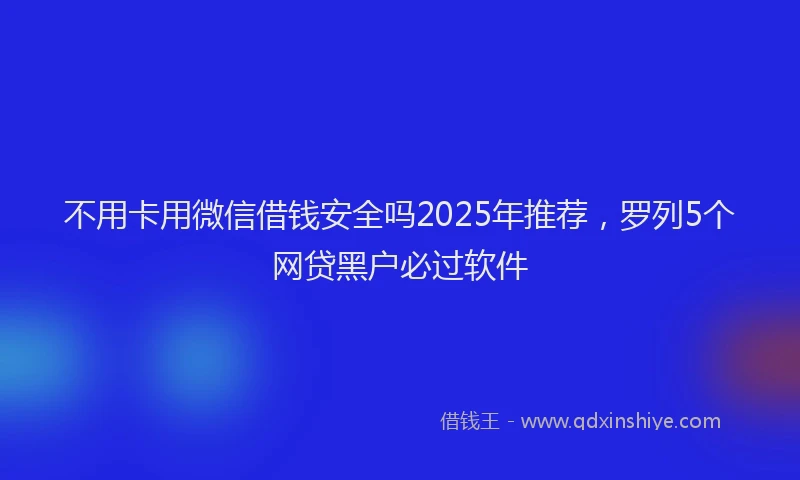 不用卡用微信借钱安全吗2025年推荐，罗列5个网贷黑户必过软件