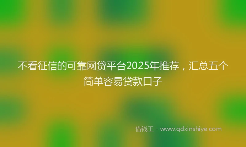 不看征信的可靠网贷平台2025年推荐，汇总五个简单容易贷款口子