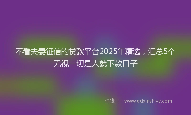 不看夫妻征信的贷款平台2025年精选，汇总5个无视一切是人就下款口子