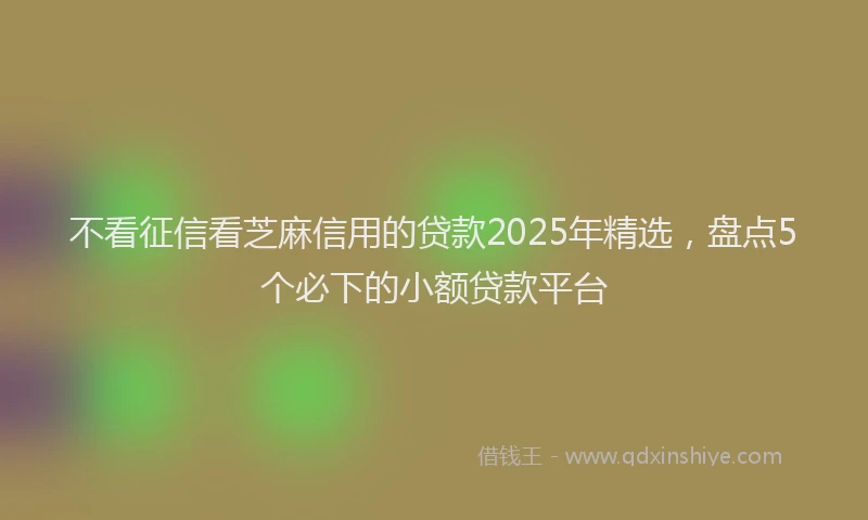 不看征信看芝麻信用的贷款2025年精选，盘点5个必下的小额贷款平台