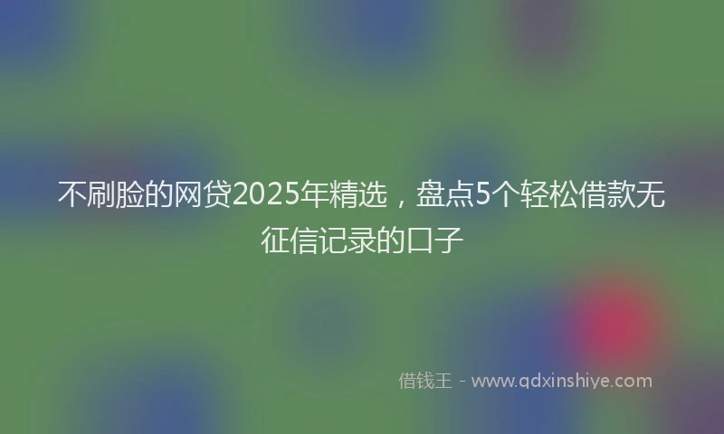 不刷脸的网贷2025年精选，盘点5个轻松借款无征信记录的口子