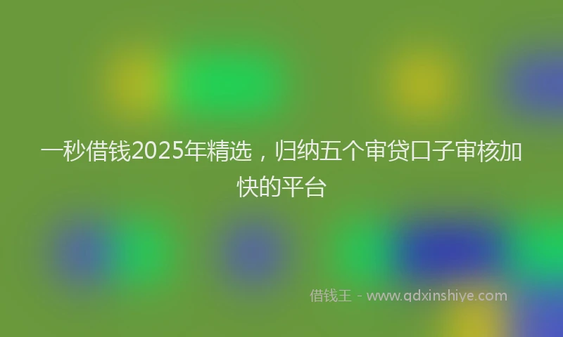 一秒借钱2025年精选，归纳五个审贷口子审核加快的平台