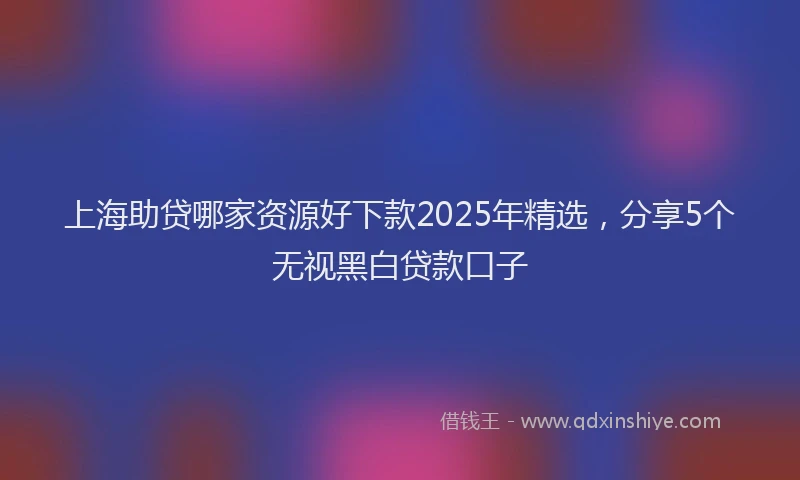 上海助贷哪家资源好下款2025年精选，分享5个无视黑白贷款口子