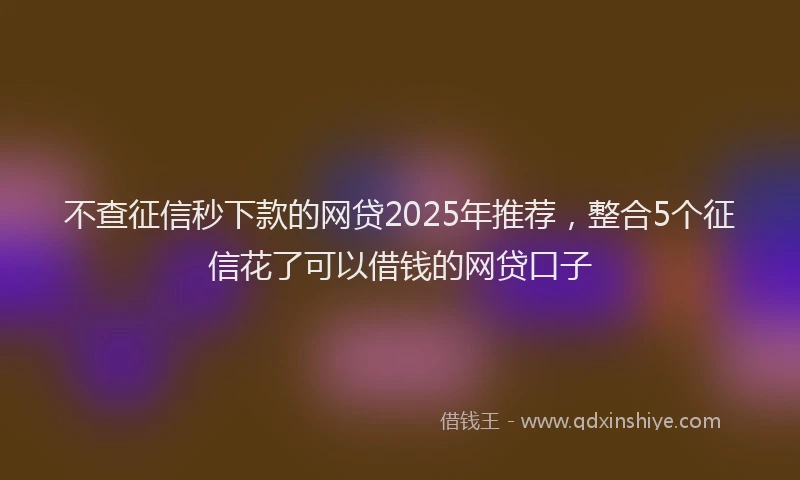 不查征信秒下款的网贷2025年推荐，整合5个征信花了可以借钱的网贷口子