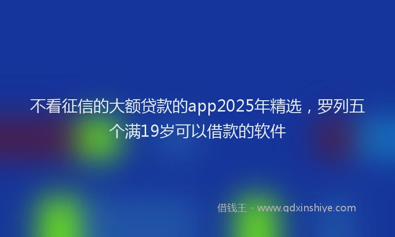 不看征信的大额贷款的app2025年精选，罗列五个满19岁可以借款的软件