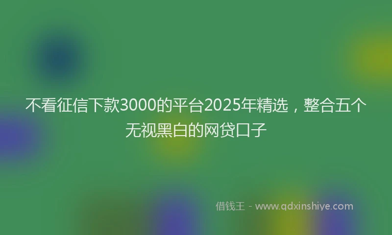 不看征信下款3000的平台2025年精选，整合五个无视黑白的网贷口子