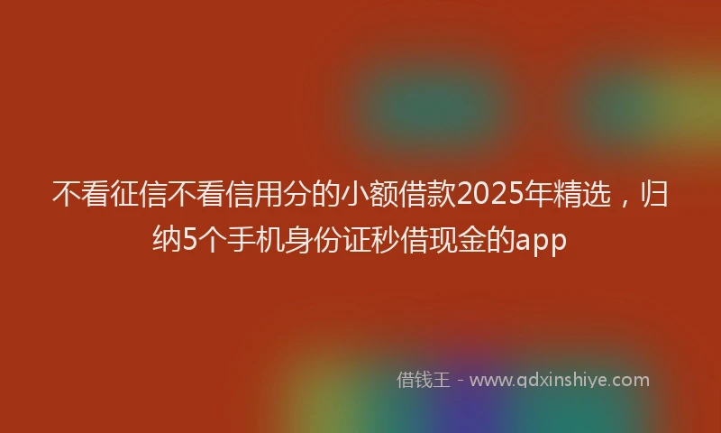 不看征信不看信用分的小额借款2025年精选，归纳5个手机身份证秒借现金的app
