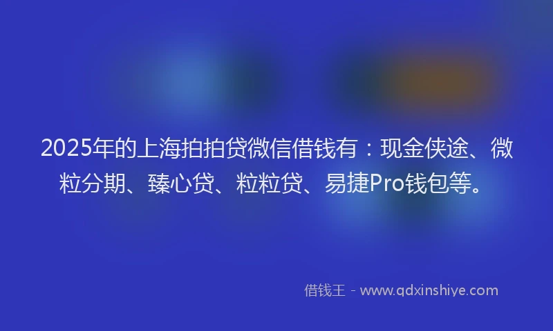 2025年的上海拍拍贷微信借钱有：现金侠途、微粒分期、臻心贷、粒粒贷、易捷Pro钱包等。