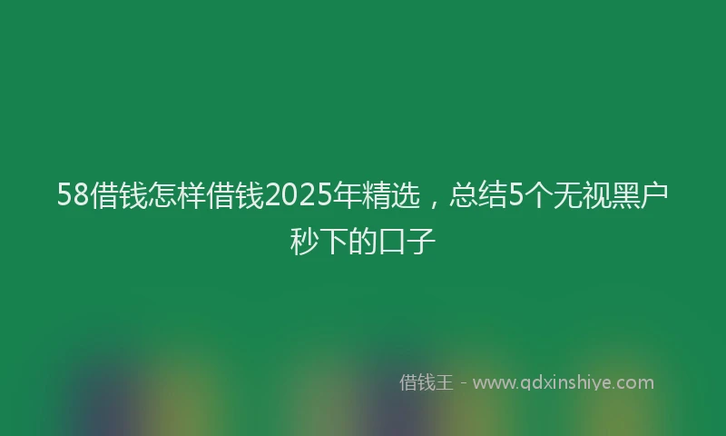 58借钱怎样借钱2025年精选，总结5个无视黑户秒下的口子