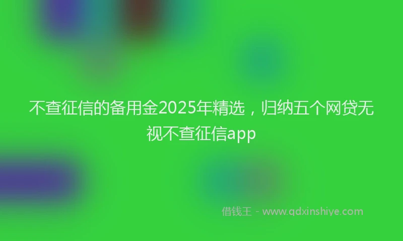 不查征信的备用金2025年精选，归纳五个网贷无视不查征信app